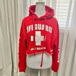 Official Lifeguard Red Lifeguard Cropped Hoodie Size M Jax Beach